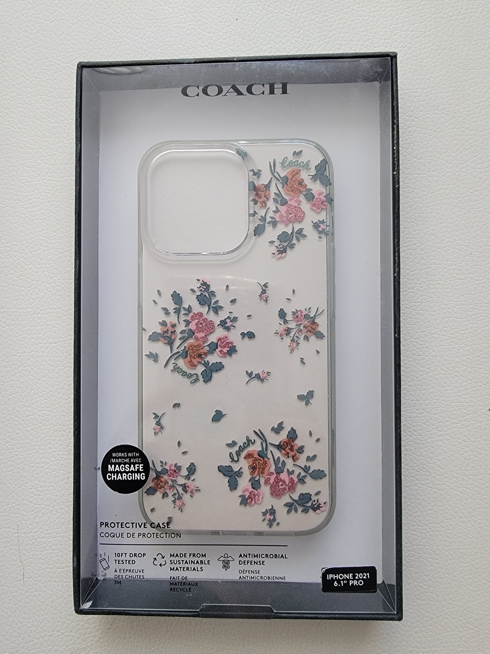 COACH Floral Clear Protective Phone Case for iPhone 13 Pro - Pink/Green
